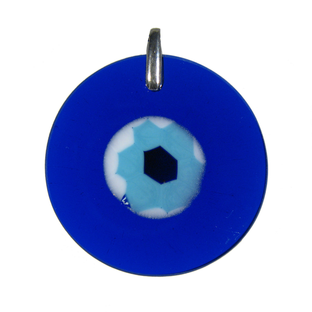 1pz ciondolo Goccia Occhio di Allah in vetro di Lampwork 30x35mm colore blu