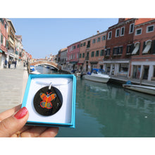 Multicolor Black Handcrafted Millefiori Murano glass Butterfly pendant