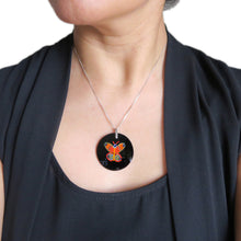 Multicolor Black Handcrafted Millefiori Murano glass Butterfly pendant
