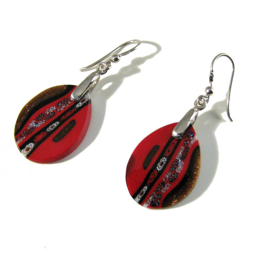 Murano glass drop-shaped Red earrings 
