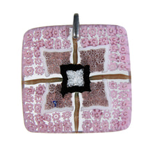Pink Murrina Tria Murano glass square pendant