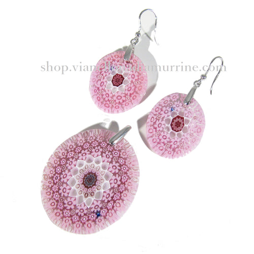 Millefiori pendant and earrings set