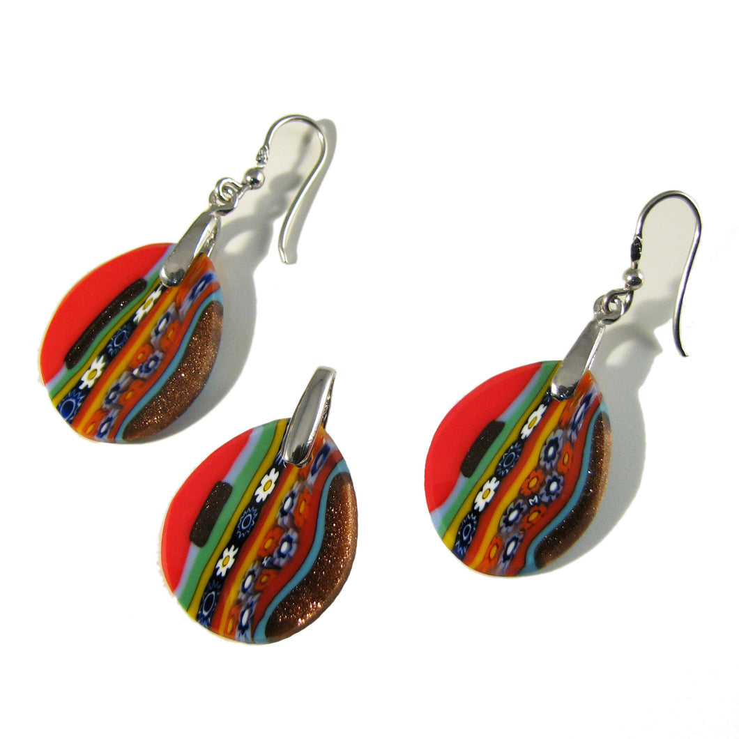 pendant and earrings set murano glass